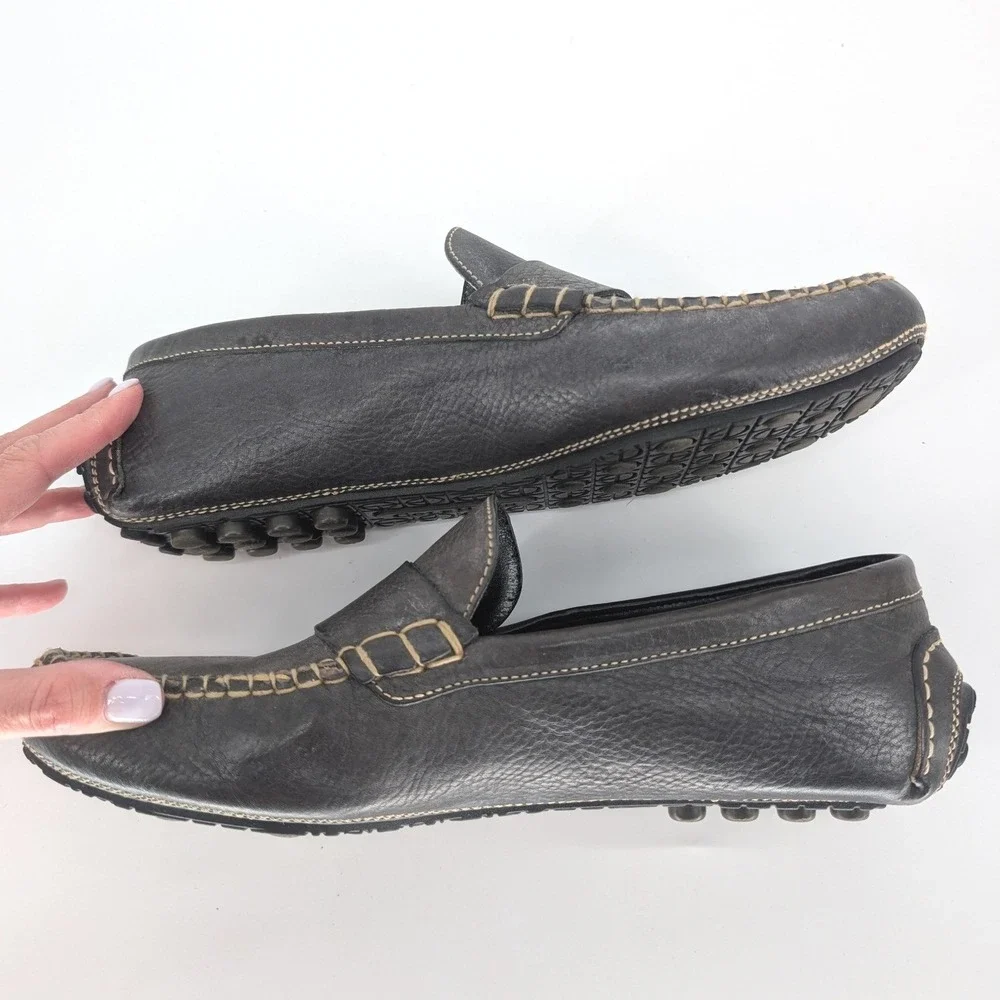 Cole Haan Nike Air Loafers Mens 10.5D Gray Leather Driving Moccasin Classic Prep